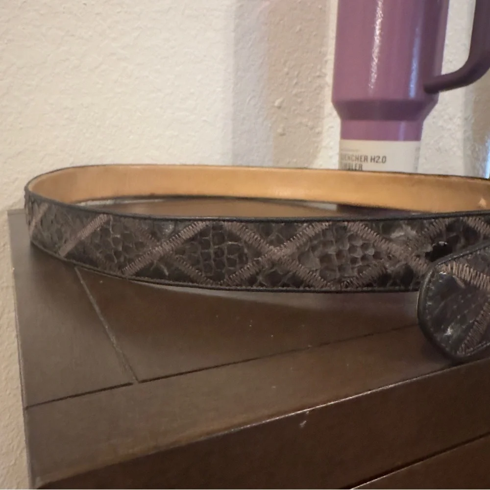 Reptile Patterned Leather Belt sz40